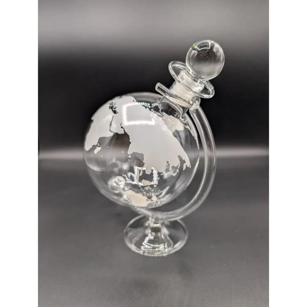 Etched Glass Globe Decanter in Stand